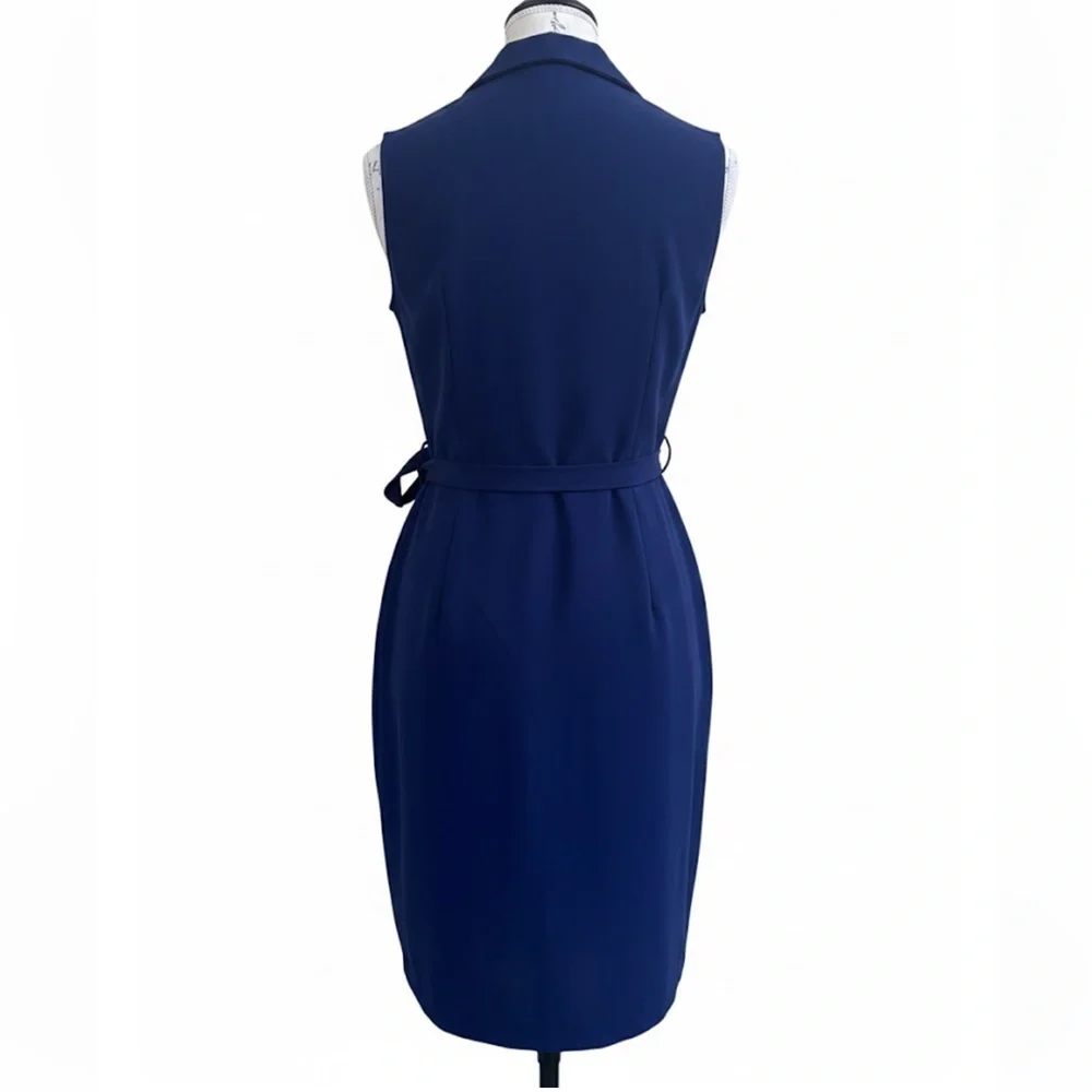 Amanda Uprichard “Montreal” Sleeveless Blue Wrap Dress Small Excellent Condition